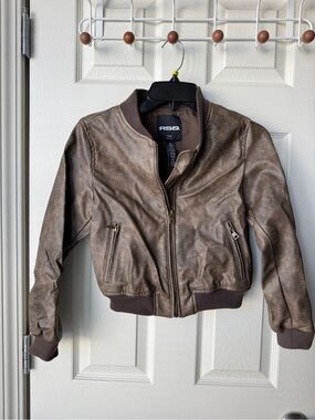 Tilly's Brown Faux Leather Kids Bomber Jacket